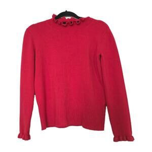 French Connection Red Ruffle Sweater Womens L Large Valentines Capsule Wardrobe
